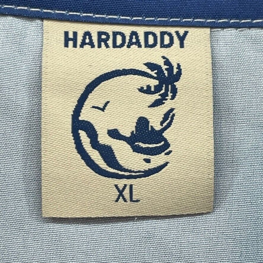 Hardaddy Shirt Mens Extra Large Blue Beige Button Down Hawaiian Striped Bowling - Picture 3 of 10